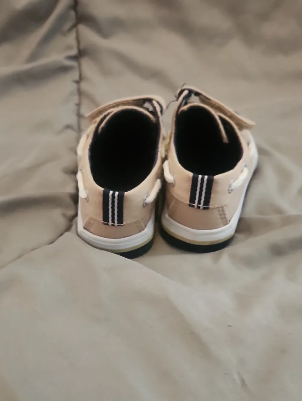 Nautica Tan Kids Boat Shoes with White Soles